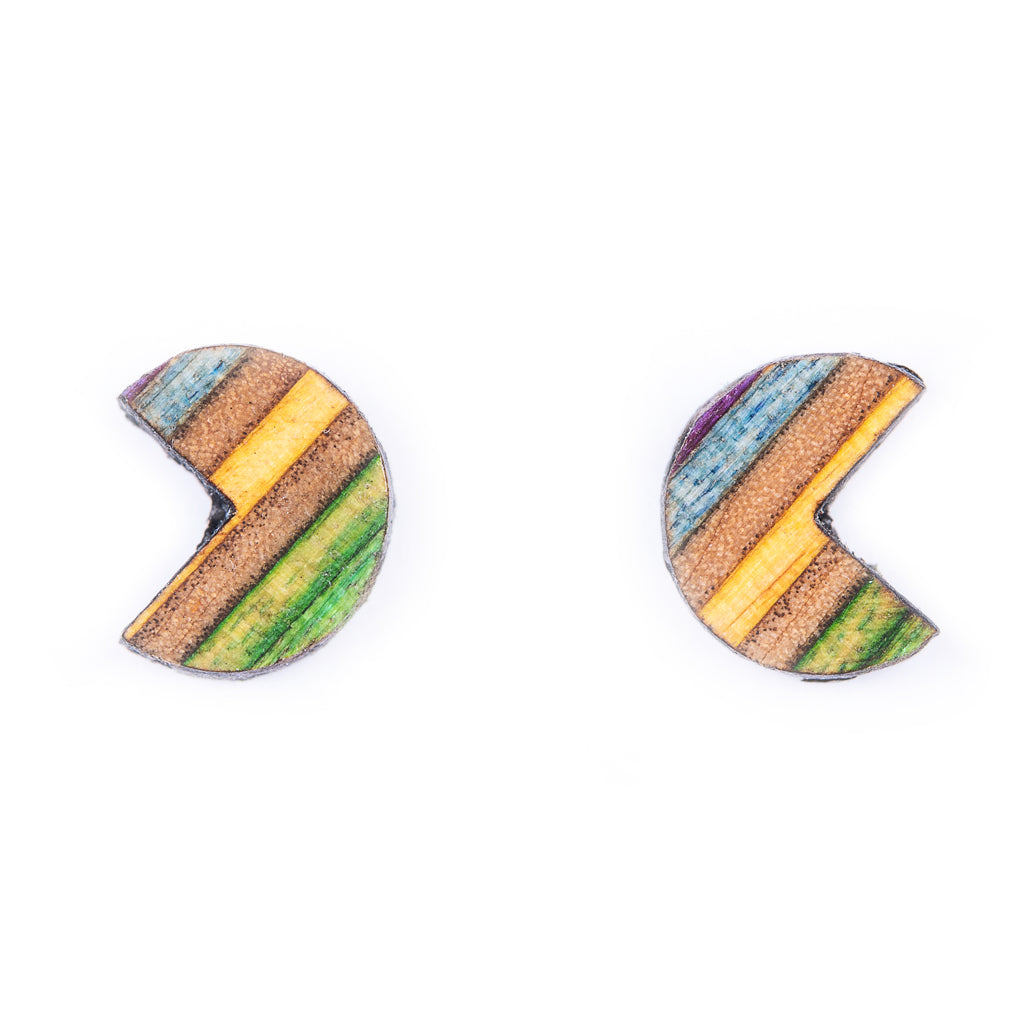 Pac Recycled Skateboard Stud Earrings by Paguro Upcycle
