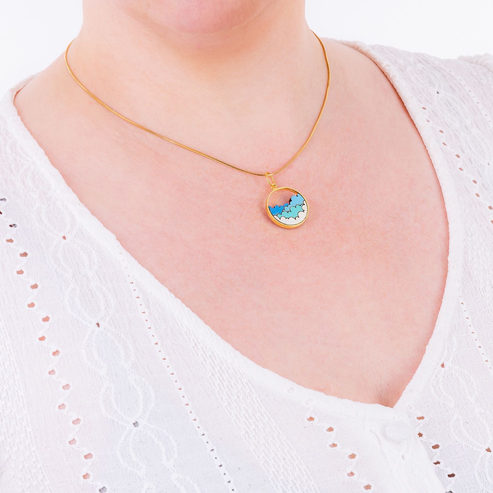 Cloud Recycled Wood Gold Necklace
