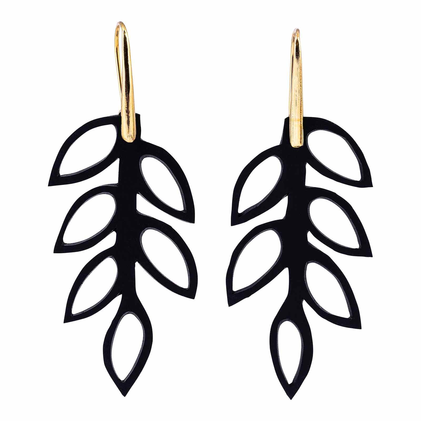 Evergreen Leaf Recycled Rubber Earrings