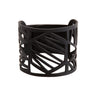 Paguro Upcycle recycled rubber bracelet with black geometric openwork design cuff style