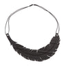 Paguro Upcycle black upcycled feather necklace with adjustable cord and detailed feather design