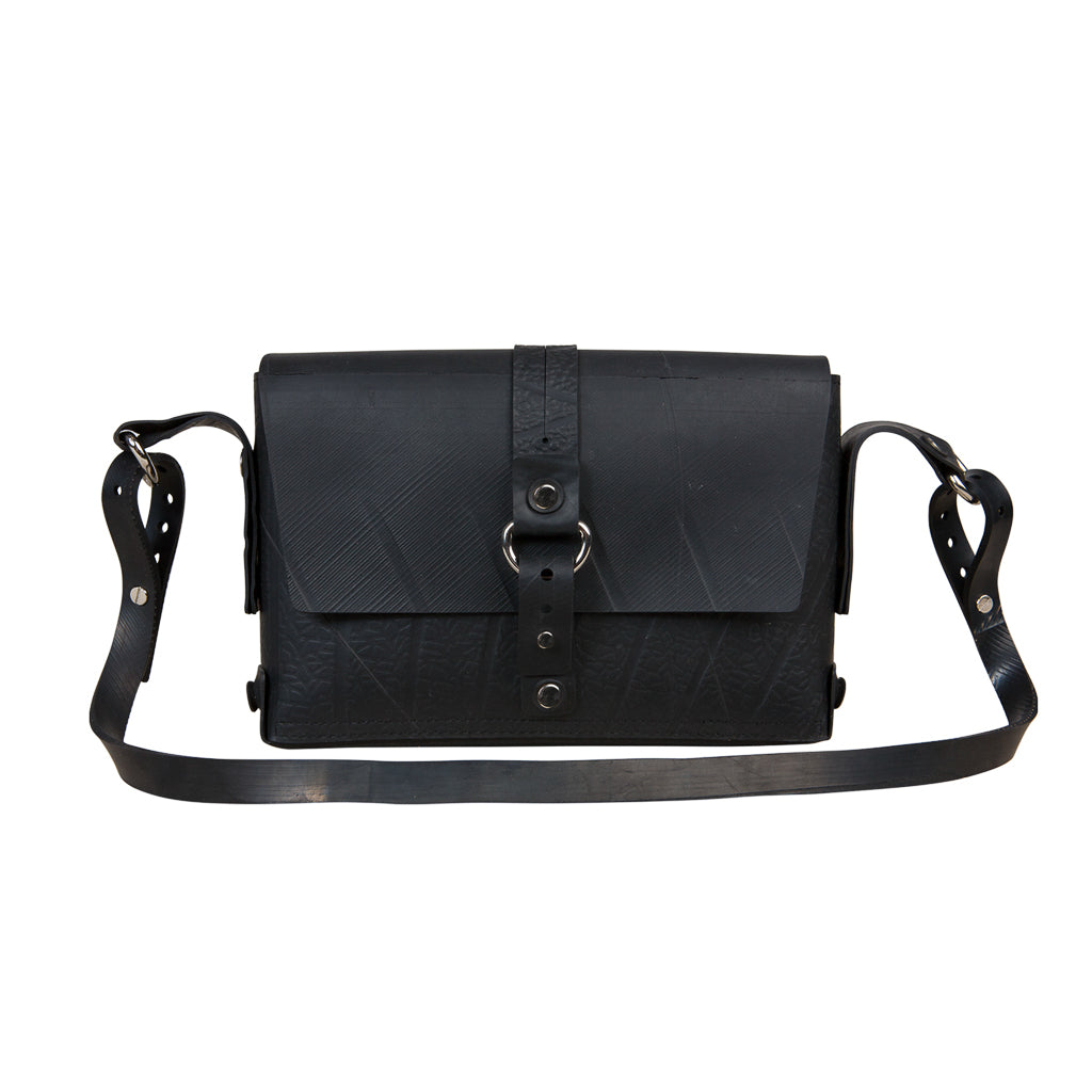 Paguro Upcycle recycle rubber vegan handbag with adjustable strap and stylish design