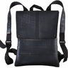 Paguro Upcycle black vegan inner tube backpack with adjustable straps and fold-over flap