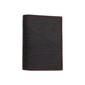 Paguro Upcycle black vegan slim card holder with red stitching and textured finish